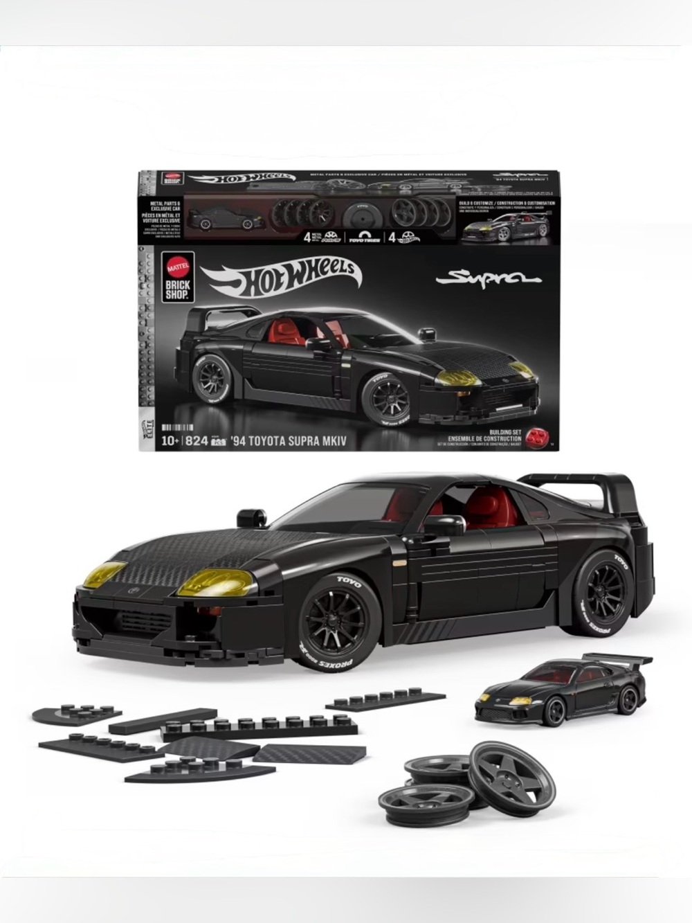 Mattel Hot Wheels Brick Shop '94 Toyota Supra MKIV 824pcs with Exclusive Car NEW